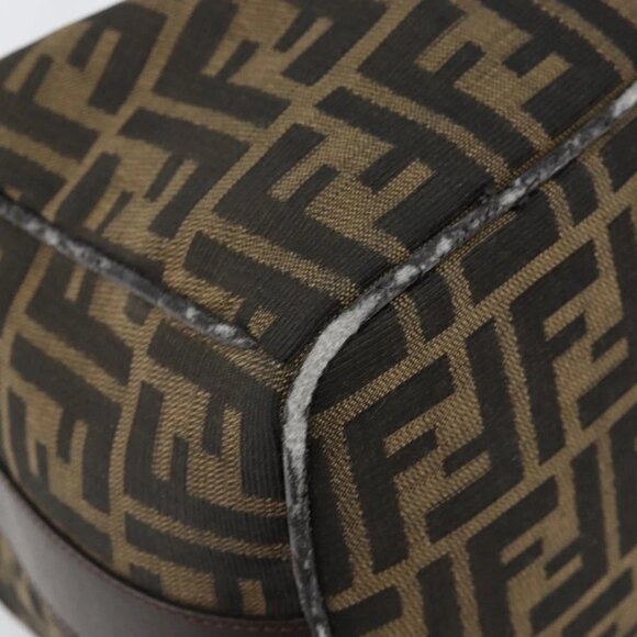 FENDI Zucca Canvas Hand Bag Black Brown Auth 145200 - Picture 4 of 16
